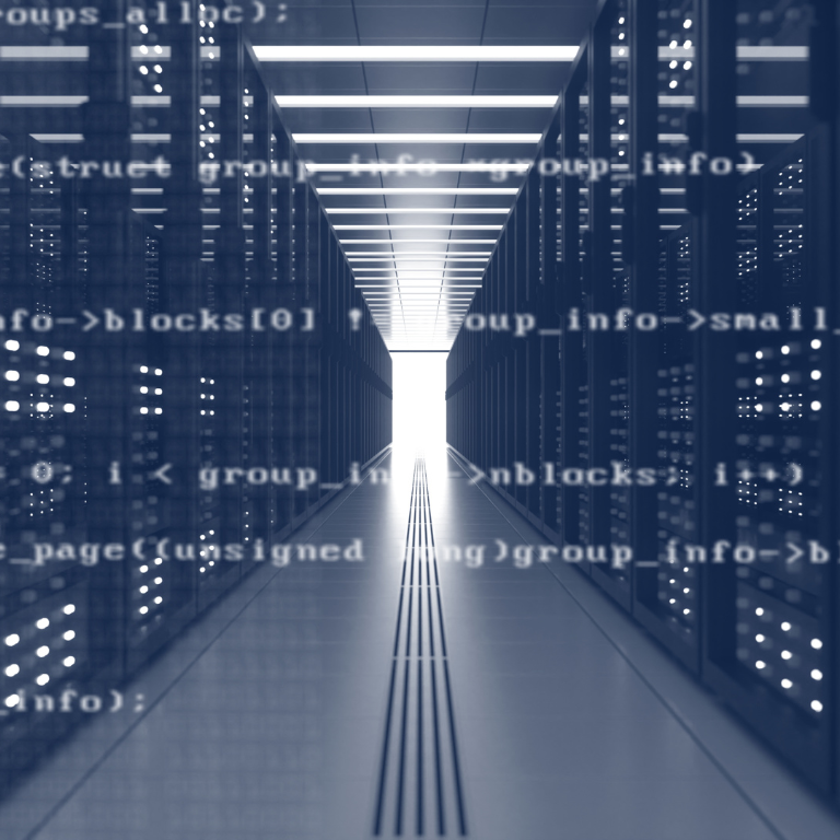 Row of servers in a data center